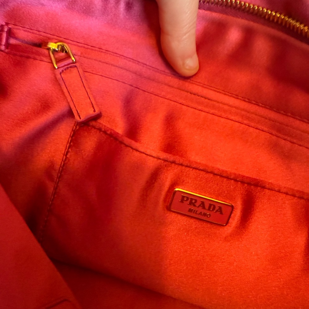 Prada Fuchsia Satin Pouch with Gold Accent - Picture 10 of 16
